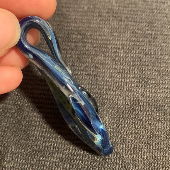 Abstract handmade hand blown glass pendant beautiful multicolor wearable art - Picture 9 of 16